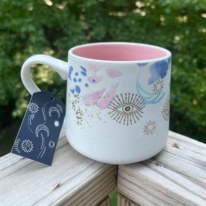 Evil eye coffee / tea mug pink blue gold